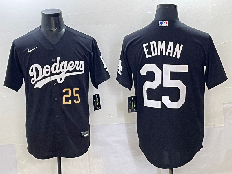 Men Los Angeles Dodgers #25 Edman black Nike MLB jersey style 7